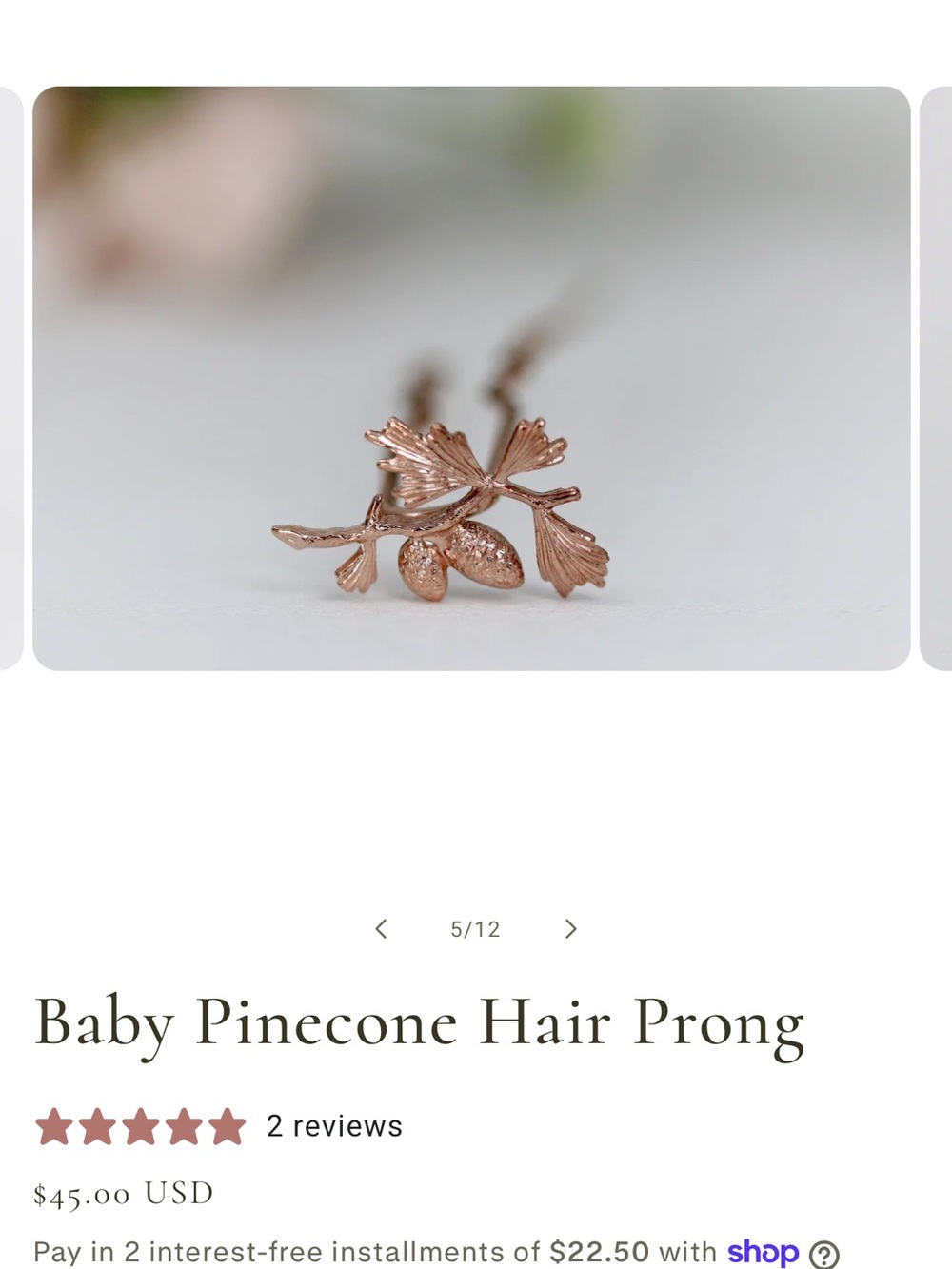 Baby Pinecone Hair Prong in Rose Gold- Avigail Adam